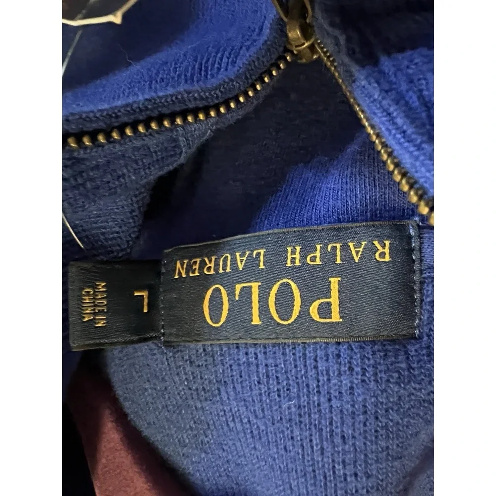 Polo‎ Ralph Lauren Men's Estate Sapphire Blue Quarter Zip Pullover Large Preppy
